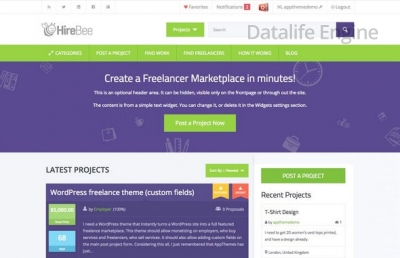HireBee v.1.3.7 - шаблон фриланс сайта для WordPress